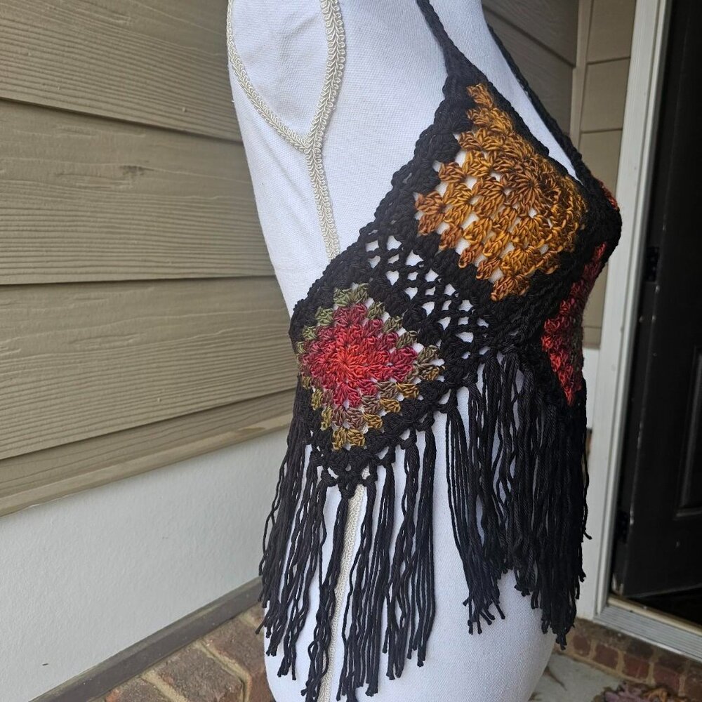 Handmade Crochet Granny‎ Square Festival Top - Picture 3 of 8